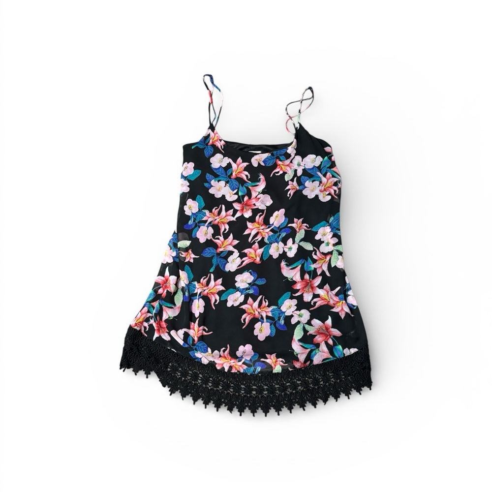 Show Me Your MuMu Black Floral Lined Mini Slip Dress Size Medium - Picture 10 of 10